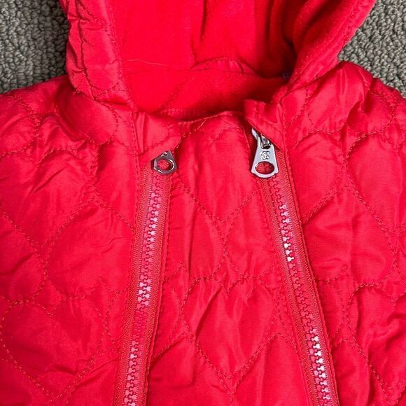 Jessica Simpson Red Woven Pram 6-9 mo Red Hearts Quilted Snowsuit - Picture 4 of 8